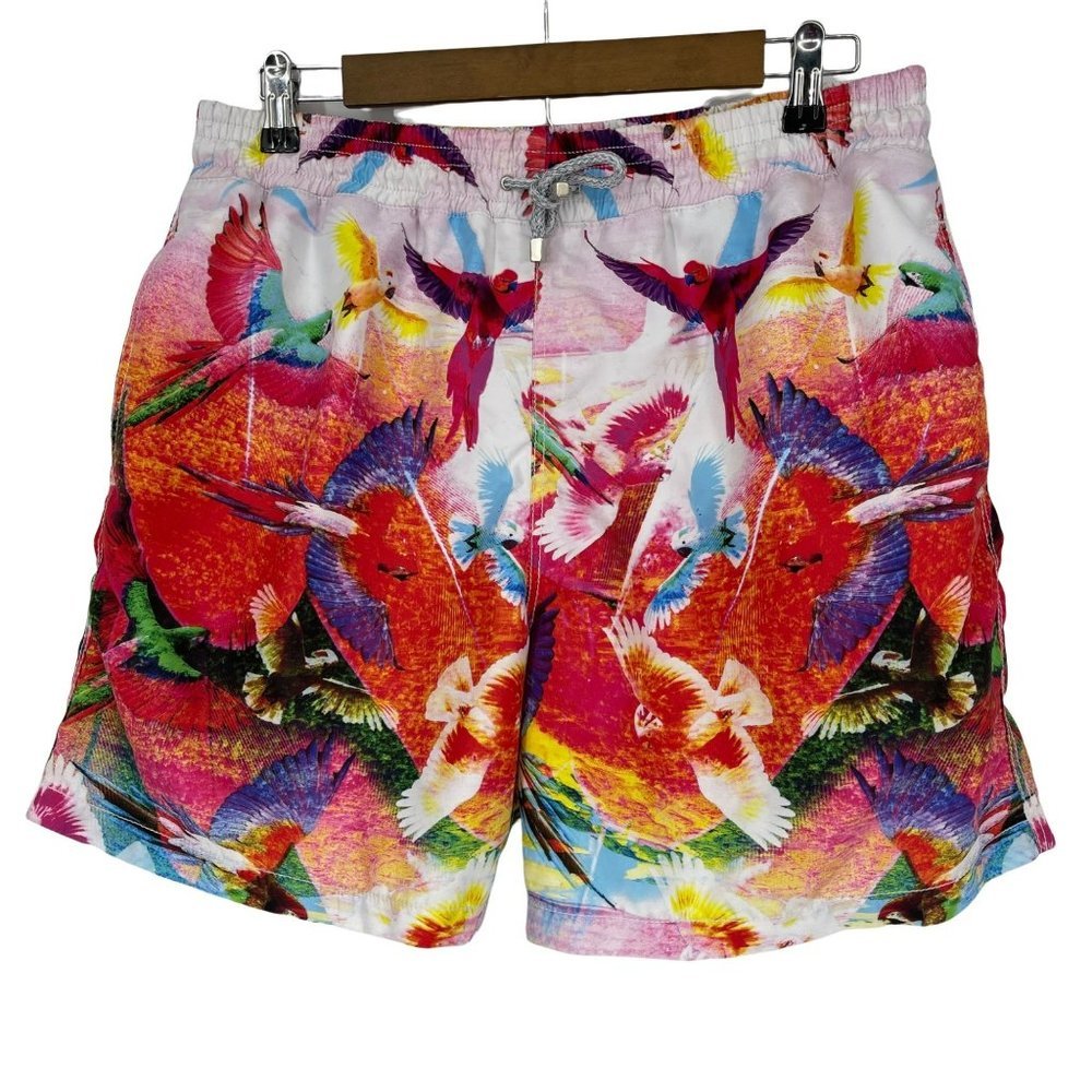 Velero Swimwear Swim Trunks Red Parrots Size XL